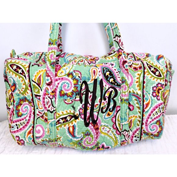Vera Bradley Duffle Bag Green Paisley Tutti Frutti Spring 2013 Floral Overnight - Picture 2 of 12